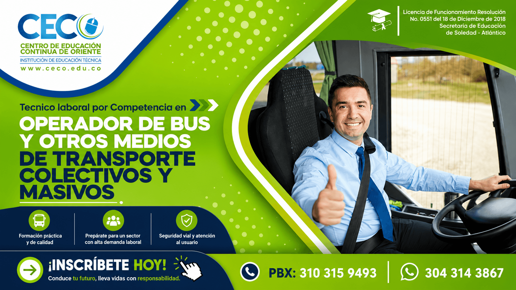 Técnico Laboral Por Competencia Operador de Bus y Otros Medios de Transporte Colectivo y Masivo
                            